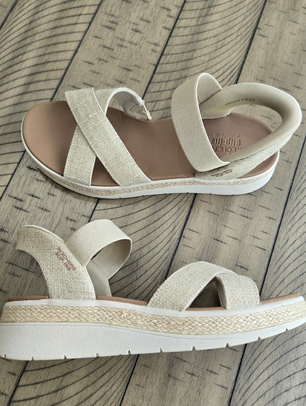 Skechers Slip-ins Neutral Beige Elastic Strap Sandals